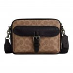 Coach Warner 22 Eemaldatav &otilde;larihm T&otilde;mblukuga Sulgemine Kaetud L&otilde;uend Crossbody Kott V&auml;ikesed Meeste kotid Pruun Must CW217-QBNRX Basic Set (Bag+Dust Bag)