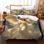 Jumaliku kuldse ingli motiiviga voodipesu, mikrokiudvoodipesukomplektid, laste voodipesu teismelistele 3D-loomaprindiga tekikott 90x200cm