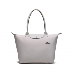 Longchamp Le Pliage Club 31 Pika k&auml;epidemega nahast ja l&otilde;uendist kott Naiste kott Hawthorn-White 1899619337 Hawthorn Flower White