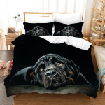 Rottweiler tekikott &Uuml;heinimese Must Koeras&otilde;bra Voodipesukomplekt Pol&uuml;ester Kahekohaline Queen King Tekikate Loomateema EU single(135x200cm)