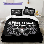 B&ouml;hse Onkelz b&auml;ndi Muster Voodipesu Tekikomplekt Tekikott Padjap&uuml;&uuml;r Kodu Kaunistus S&uuml;nnip&auml;evakingitus (1 * tekikott + 3 * padjap&uuml;&uuml;r, ilma t&auml;idiseta) 135x200cm