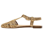 ZARA Kootud Metallik Nahast Slingback Lamedad Sandaalid Kuldne Naiste 12505410091 39