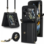 Luksuslik &otilde;lakott kaardipesa rahakott nahast &uuml;mbris OPPO Find N3 Flip N2 Flip jaoks Pikk paelaga kaanekate Coque For Find N2 Flip must