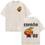 Naranjito Hispaania Hispaania Maskott Jalgpall Vintage Pesitud T-s&auml;rk Mehed Naised R&otilde;ivad Mood L&uuml;hikeste Varrukatega T-s&auml;rk Streetwear M white