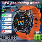 2026 Uus Meeste V&auml;litingimustes 1000mAh Aku GPS Kaardiga Nutikell Sisseehitatud 4GB M&auml;luga AMOLED Kell Bluetooth-k&otilde;ne Veekindel Spordi Nutikell oranž