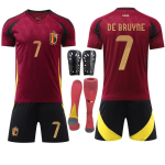 2024 Euroopa karikas Belgia kodune jalgpallis&auml;rk Nr. 7 De Bruyne 10 Lukaku 25 mitme klubi s&auml;rgikomplekt #26