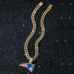 Iced Out New England Patriots Ripatsiga Kaeleketid Sulam Kullatud Kristall Kuuba Kett Riikliku Jalgpalliliiga Meeskonna Logo Ehted 16inch(40cm) h&otilde;be