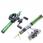 Anglers Quick Shark &Uuml;limalt l&uuml;hikese sektsiooniga teleskooplantide &otilde;ng Full Set Mitmekihiline s&uuml;sinik Magevesi Keskmise kiirusega Kaasaskantav 1.5m-ML-Spinning roheline