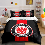 Eintracht Frankfurt Voodipesukomplekt Voodipesu Tekikottide Komplekt Tekikott Padjap&uuml;&uuml;rid (1 * Tekikott 2 * Padjap&uuml;&uuml;ri, ilma tekita) 135x200cm black