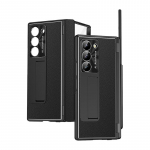 Samsung Galaxy Z Fold 8 Ultra / 7 6 5 4 3 jaoks Galvaanilise Kattega Nahast Kahe Hinge Kaitsega T&auml;ielik Kehakaitse Seisualuse ja Pliiatsihoidjaga &Uuml;mbris + Karastatud Klaas Opp Bag&For Samsung Galaxy Z Fold4 5G 7.6" must