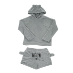 Naiste kaheosaline pehme flanellist soe talvine pidžaamakomplekt Armas kassipidžaama kapuuts Magamisriided 5XL gray
