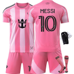 Miami Roosa Kodune Jalgpalli S&auml;rgi Komplekt #10 Messi 2025/26 Hooaeg F&auml;nni Versioon Hingav Kiiresti Kuivav Treeningu M&auml;nguvorm Size 16 roosa