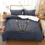 Lahe Maja draakoniga Voodipesukomplekt Tekikott + 2 padjap&uuml;&uuml;ri Must draakon Targaryen Keskaja fantaasia Magamistoa dekoratsioon EU Single 135*200cm/53x79in 3pcs