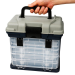 Kalastuskast, kaasaskantav 4-kihiline paadip&uuml;&uuml;gitarvikute karbi &uuml;mbris k&auml;epidemega tarbekastiga hall