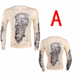 Meeste T-s&auml;rk Fake Tattoo Design Elastne l&auml;bipaistev l&auml;bipaistva O-kaelusega T-s&auml;rk meeste Halloweeni r&otilde;ivaste jaoks C