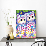 Teemantmaal Ristpistes Rhinestone V&auml;rvilised Tigers Teemanttikandid 20X30CM