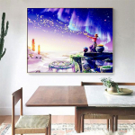 Teemantmaali maastik Ristpistes tikandid Portree Haldjas T&auml;is&uuml;mmargused kivid pildid 20X30CM