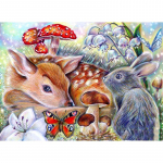 5D isetegemise &uuml;mmargune teemantmaal j&auml;nesest ja seenest  Cartoon Deer teemanttikandid ristpistes 20X30CM