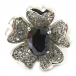Bague Argent 'Fleur Sublime' noir blanc 52 must