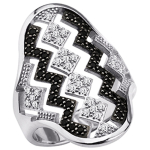 Bague Argent 'Scarlett' noir blanc 56 h&otilde;be