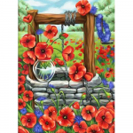 Teemanttikandid Punased lilled 5d Teemantmaal Teemantmosaiik Pilt kivist ristpistes kodukaunistus 20X30CM