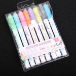 Kahe joonega pliiats 8 / 12 v&auml;rvi 1-3 mm mitmev&auml;rvilised s&auml;delevad markerid, v&auml;rvilised esilet&otilde;stjad fluorestsentsmarkeriga kontuuripliiatsid 8 colors valge