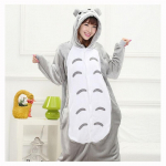 Totoro Kigurumi Onesie Women Anime Cosplay kost&uuml;&uuml;m Armas kass Talvine Flanell Soe t&auml;iskasvanute Loomade Festival Karneval Fancy xl valge/hall v&auml;rv