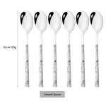 6 tk imitatsiooniga puidust k&auml;epidemega s&ouml;&ouml;giriistade komplekt Deseert lusikas roostevabast terasest lauan&otilde;ud kohvi tee lusikas h&otilde;ben&otilde;ud s&ouml;&ouml;giriistad valge