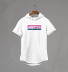 Muscleguys Brand Clothing Letters print L&uuml;hikeste varrukatega Slim Fit kapuutsiga T-s&auml;rk Meeste puuvillane T-s&auml;rk Kulturismi ja Fitnessi Spordir&otilde;ivaste Ts&auml;rk M valge