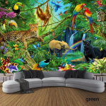 Metsakuningas tiigerleopard gobel&auml;&auml;n Metsloomade seinavaip Seinaripp Seinakunst Kunstkaunistus Magamistoa seinavaip 230x150CM