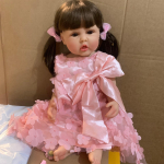 Kuum 55 CM 22 tolline pehme silikoon Reborn Baby pikkade juustega armas t&uuml;druk nukk m&auml;nguasi, elutruu realistlik printsess naeratav v&auml;ikelaps Lisa Bebe