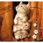 5D DIY Teemantmaaling Kolm kassi Teemanttikandid T&auml;ismosaiigikomplektid Ristpistes Kodukaunistus K&auml;sitsi valmistatud kingitused Round 20x30cm