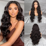 MERISIHAIR naiste mood, pikk keha laineline pruun parukas ilma tukkideta s&uuml;nteetilisest kiust pitsist esiparukas igap&auml;evaseks kandmiseks