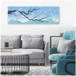 Les Tr&eacute;sors De Lily [A2326] - Taimne t&auml;hel&otilde;uend 'Oiseaux Origami' sinine - 90x30 cm sinine