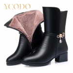 Naiste talvine pl&uuml;&uuml;sis vooder libisemiskindlad k&otilde;rge kontsaga moodsad nahast saapad 39 must