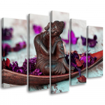 Viieosalise pildiga l&otilde;uendiprint Buddha Flowers Feng Shui 100x70 lilla