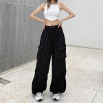 Y2K Streetwear Cargo p&uuml;ksid Naiste vabaaja vintage kottis laia s&auml;&auml;rega sirged p&uuml;ksid Jogger suured taskud &uuml;lisuured kombinesoonid dressip&uuml;ksid S