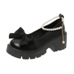 Nahast kingad Naiste prantsuse paksu kontsaga p&auml;rlik&ouml;&ouml;ri Mary Jane'i &uuml;ksikud kingad 39 must