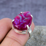 Roosa kolmik opaal kalliskivist k&auml;sit&ouml;&ouml;na valmistatud 925 sterlingh&otilde;bedast ehetest kaunis s&otilde;rmus 4 roosa