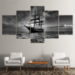 5 tk Maastik Mustvalge K&otilde;rge Purjekas Paat L&otilde;uendimaalid Plakatid ja Tr&uuml;kised Seinakujundus Kodu Dekoor Raamita 40x60cm*2 40x80cm*2 40x100cm*1 gray
