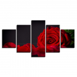 L&otilde;uendi HD-prindid Pildid Seinakunst 5 t&uuml;kki Punase roosi lillemaalid Modulaarsed kroonlehtedest plakatid Kodusisustus elutoa raamistikuks 20x35cm*2 20x45cm*2 20x55cm*1