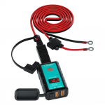 SAE USB-adapter, veekindel mootorratta USB-telefoni laadija 6,8A Max Dual USB QC3.0, kiirlaadimine voltmeetriga / v&auml;ljal&uuml;litusl&uuml;litiga, 3 paigaldusviisi 6.66x3.8x2.13 must