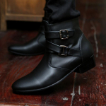 Meeste k&otilde;rged kontsad saapad, terava ninaga tiivaotsad, l&auml;&auml;ne saapad, must valge vabaaja retrokleit, t&otilde;mblukk, nahast smoking, pulmapluusid, kingad meestele. EU:41 must