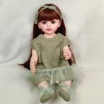 55 cm elutruu Reborn Baby Girl nukk, 22-tolline pehme silikoonist pikad pruunid juuksed Realistlik printsess Bebe s&uuml;nnip&auml;evakingitus