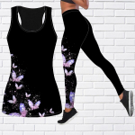 Petal Butterfly Print joogariietus naistele Mood Treening Retuusid Fitness Sport Vabaaja joogap&uuml;ksid 8XL lilla