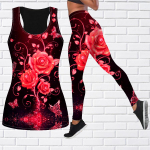 Pink Roses Print joogariietus naistele Mood Treening Retuusid Fitness Sport Vabaaja joogap&uuml;ksid 8XL