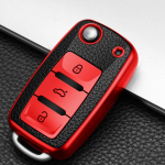 Nahast TPU auto klappv&otilde;tme &uuml;mbris kotihoidja v&otilde;tmehoidja jaoks Volkswagen VW Jetta Golf Passat Beetle Skoda Seat Polo B5 Protector must