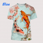 Uus moodne 3D-prinditud Koi Fish Lucky Fish Tees l&uuml;hikeste varrukatega T-s&auml;rk meestele/naistele Topid Unisex vabaaja T-s&auml;rk L