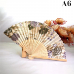 Siidist lehvik Hiina jaapani stiilis kokkuklapitav kodukaunistus Vintage kunst k&auml;sit&ouml;&ouml; kingitus pidu tantsutr&uuml;kk lillemustriga k&auml;sitsi lehviku kingitus