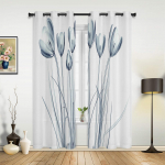 Sinilillede kimp Aknakardinad Magamistoa Moodsad Tr&uuml;kikardinad Kardinad Elutoa Kodusisustamiseks 135W x 60H(cm)